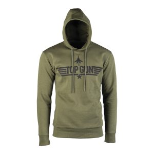 Hoodie Kapuzen Sweatshirt mit Druck TOP GUN oliv Restposten