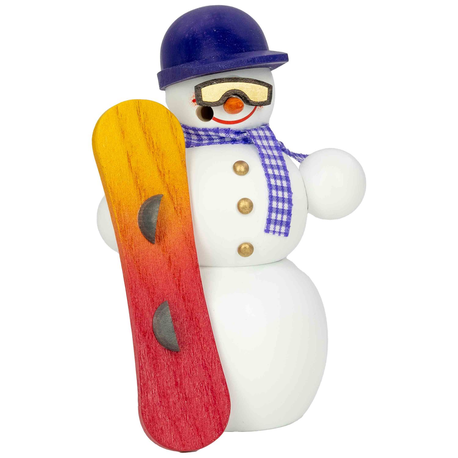 Räucherfigur Schneemann mit Snowboard