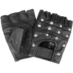 Biker Leder Fingerlinge mit Nieten schwarz