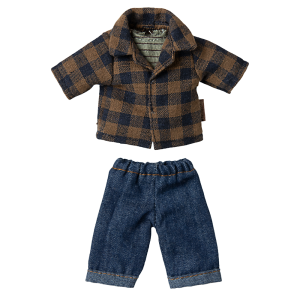 Braunes kariertes Hemd und Hose, Papa Maus von Maileg