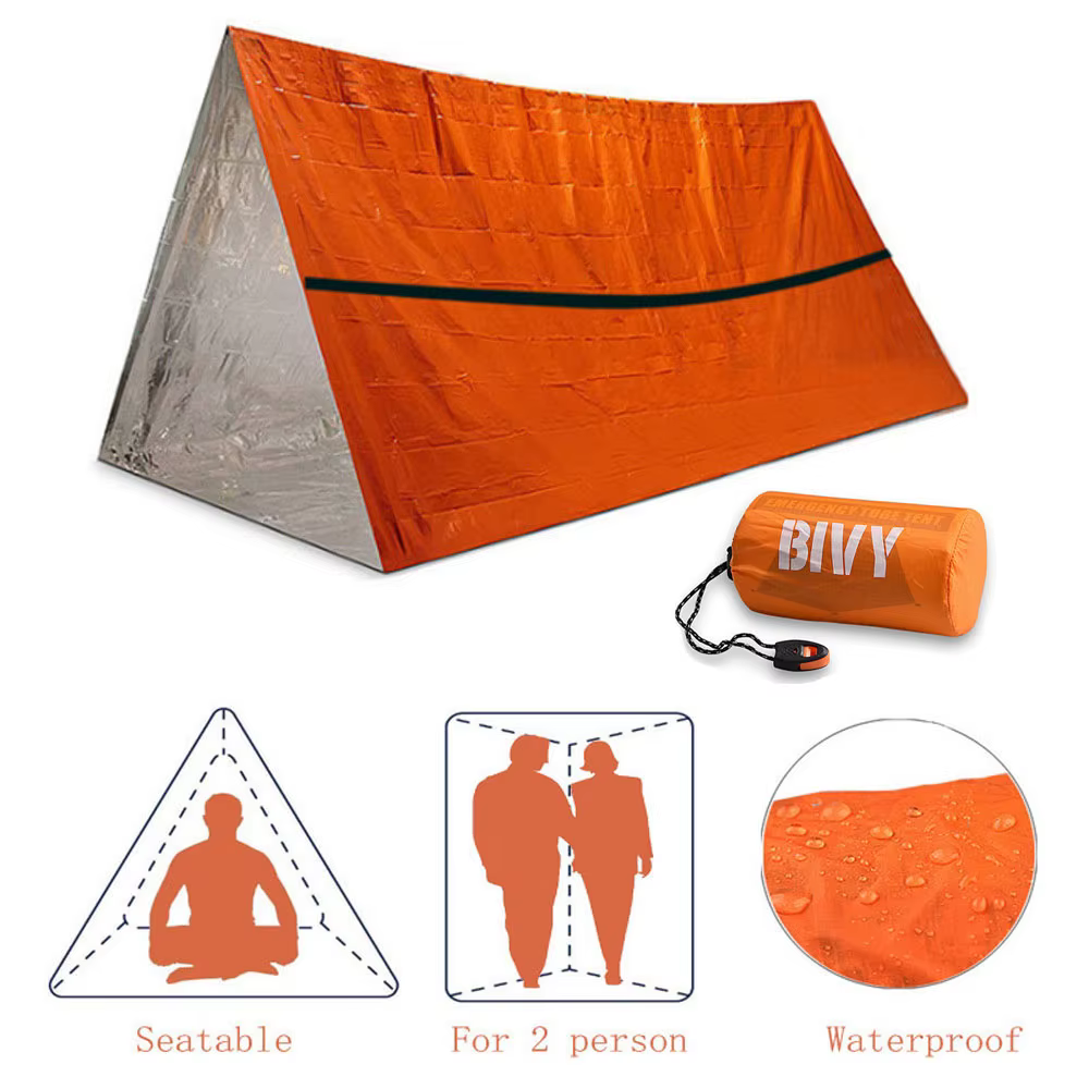 2-Pack Notfall-Schlafsack Thermal wasserdichte Überlebensdecke für Outdoor Camping Wandern