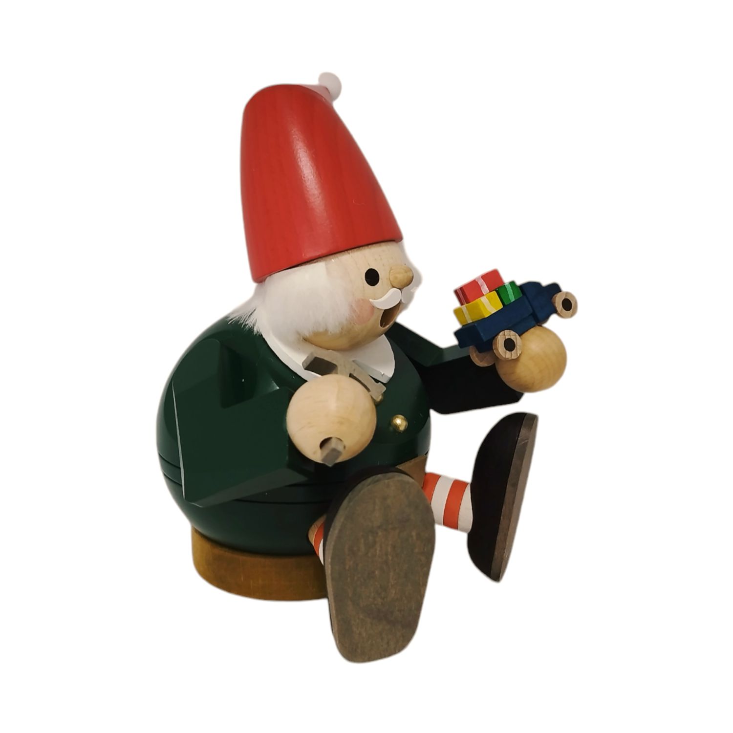 Kugelräuchermann Zwerg mit Hammer und Auto, sitzend – Bild 9