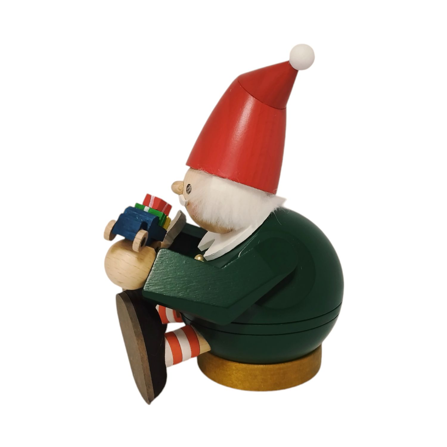 Kugelräuchermann Zwerg mit Hammer und Auto, sitzend – Bild 4