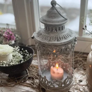 Laterne söt antique hellgrau