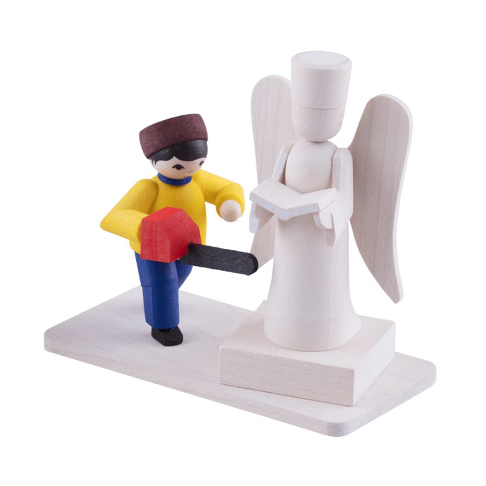 Junge mit Schneeskulptur, gebeizt – Bild 2