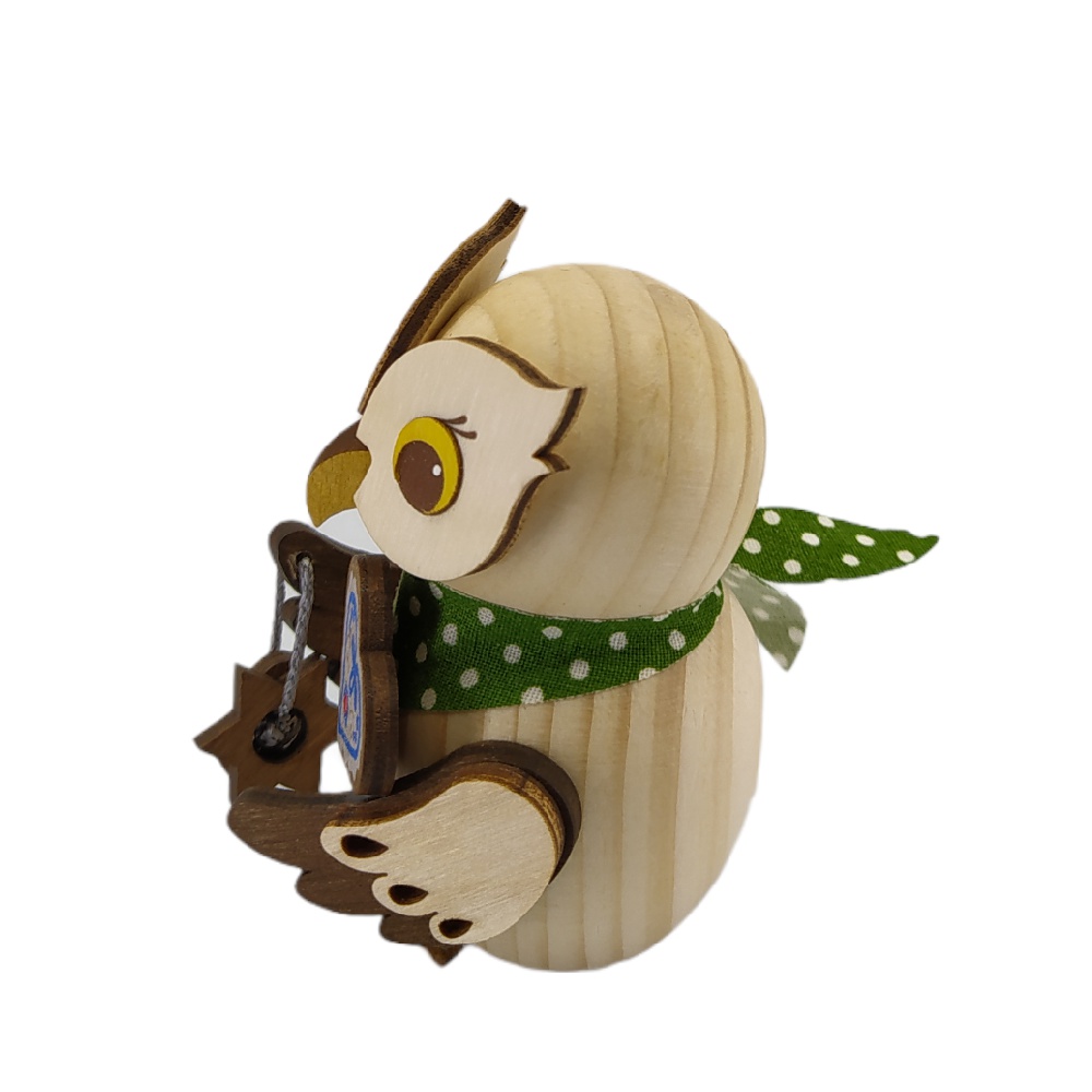 Holzfigur Mini-Eule mit Lebkuchenherz – Bild 3