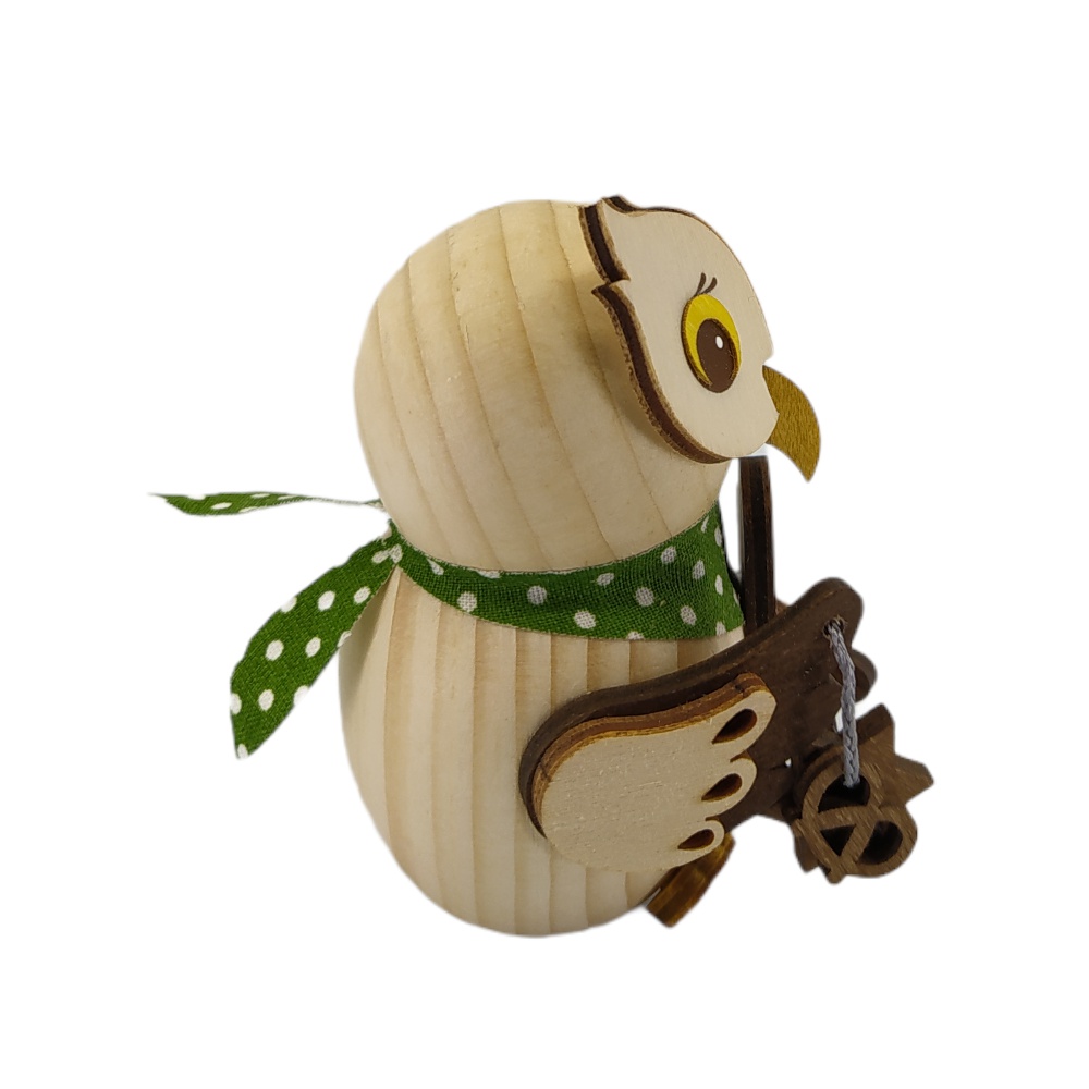 Holzfigur Mini-Eule mit Lebkuchenherz – Bild 5