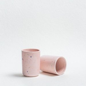 Party Cup Pink Becher ohne Henkel Keramikbecher Pink 250ml von Egg Back Home