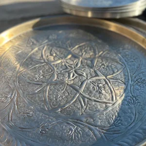 Teller Tablett Flora silber mit Rand groß