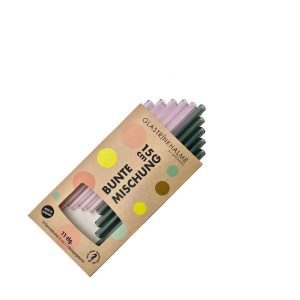 10 farbige (Grau, Rosa)Glastrinkhalme„Bunte Mischung“(15 cm) von Optitherm