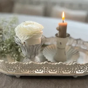 Tablett, Teller antique creme länglich