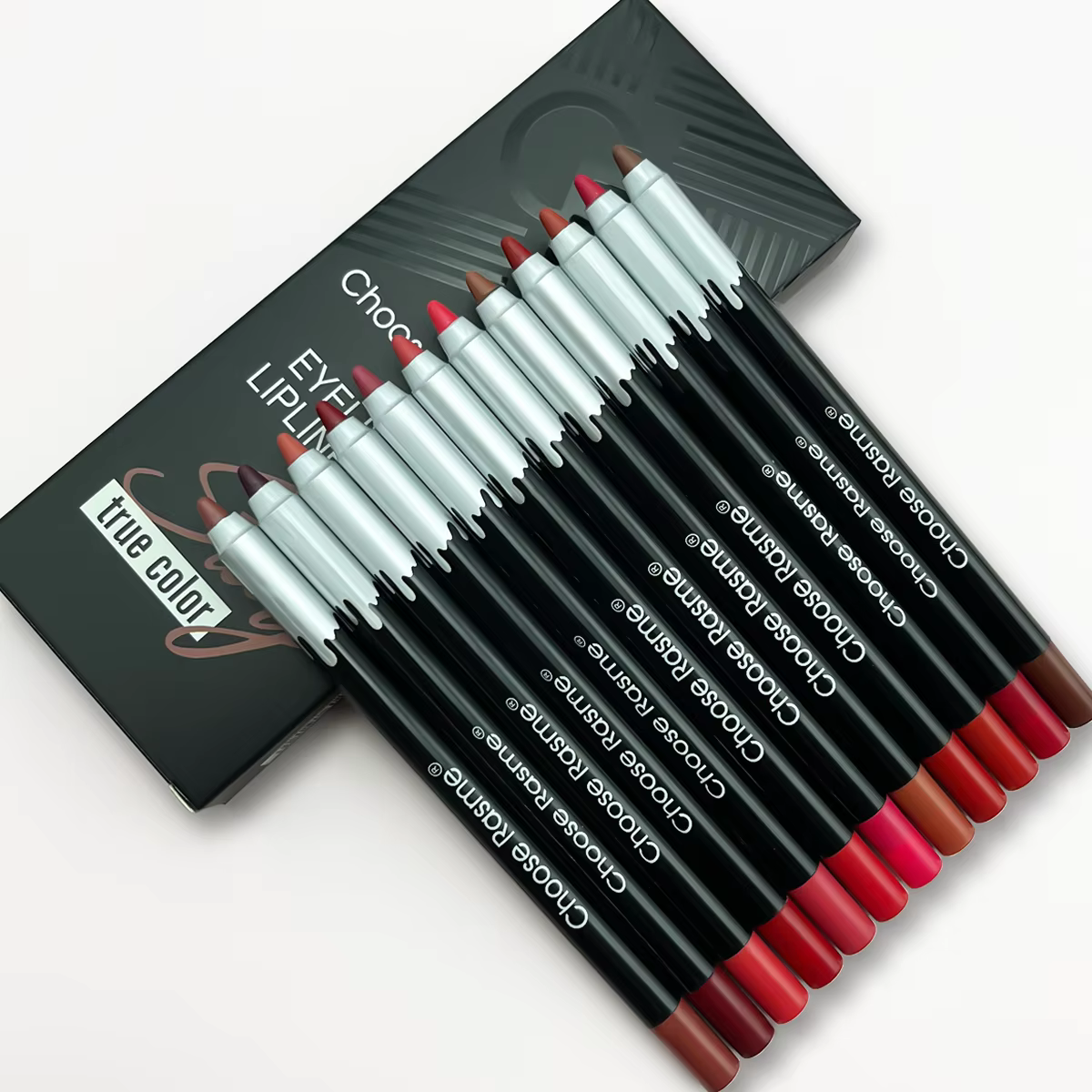 LipLuxury 12er Set Matte Lippenkonturenstifte – Verschiedene Farben, Langlebig, Ideal als Geschenkset