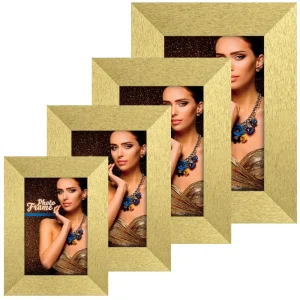 Bilderrahmen Holz goldfarben gemasert Metallic breit Hoch Quer 4 Formate