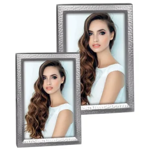 Bilderrahmen Metall Samt Wechselrahmen silber Hammerschlagoptik 1 Stk 2 Formate