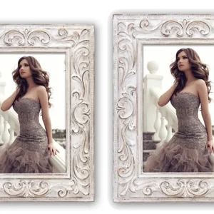 Bilderrahmen Wechselrahmen Kunststoff creme eckig Ornamente Vintage – 2 Formate