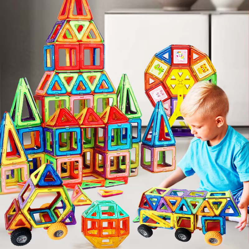 Magnetische Bausteine 50Stück: DIY 3D Konstruktor Set – Pädagogisches Spielzeug für Kinder mit Aufbewahrungstasche – Bild 6