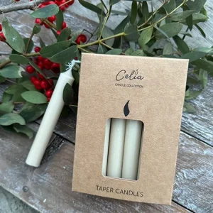 Mini Kerzen dünn graunatur 12 Stück