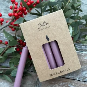 Mini Kerzen dünn malva 12 Stück
