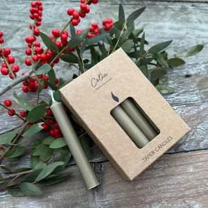 Mini Kerzen dünn leinen 12 Stück