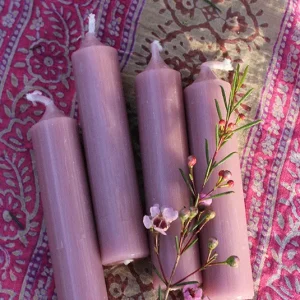 Kerze Mini dick altrosa – 4 Stk.