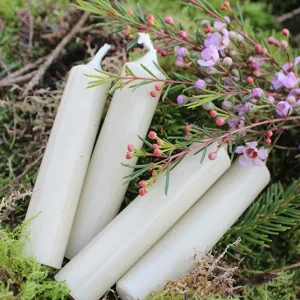 Kerze Mini dick khaki – 4 Stk.