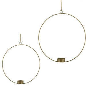 Kerzenhalter Ring Dekohänger mit Schnur Hängedeko antikes Messing in 2 Größen