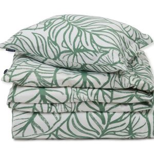LEXINGTON Bettwäsche WHITE/GREEN PRINTED COTTON SATEEN BED SET, 135 x 200, 80 x 80