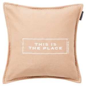 LEXINGTON Kissenhülle MESSAGE RECYCLED HEAVY COTTON TWILL PILLOW COVER, Beige/White, 50 x 50