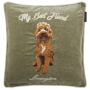 LEXINGTON Kissenhülle MY BEST FRIEND ORGANIC COTTON VELVET PILLOW COVER, Olive Multi, 50 x 50