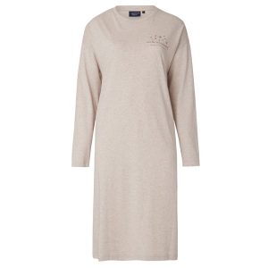 LEXINGTON Damen-Nachthemd ANGELICA COTTON MODAL JERSEY NIGHTGOWN, Beige, Größe M