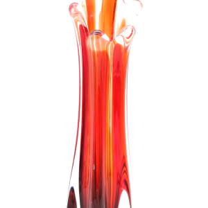 Murano Glas Vase Blumenvase rot / transparent Mundgeblasan Vintage H 27 cm