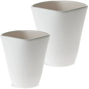 Orchideentöpfe viereckig Übertöpfe Keramiksteg matt Keramik weiß in 2 Größen