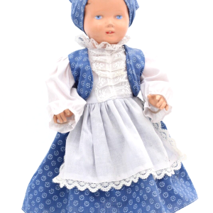 Original Schildkröt antike Puppe Nr. T 36 Ursel mit blauem Kleid Vintage H 36 cm