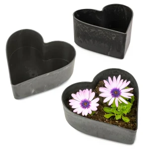 Pflanzschale Herz als Blumenschale Grabschmuck schwarz in 3 Größen