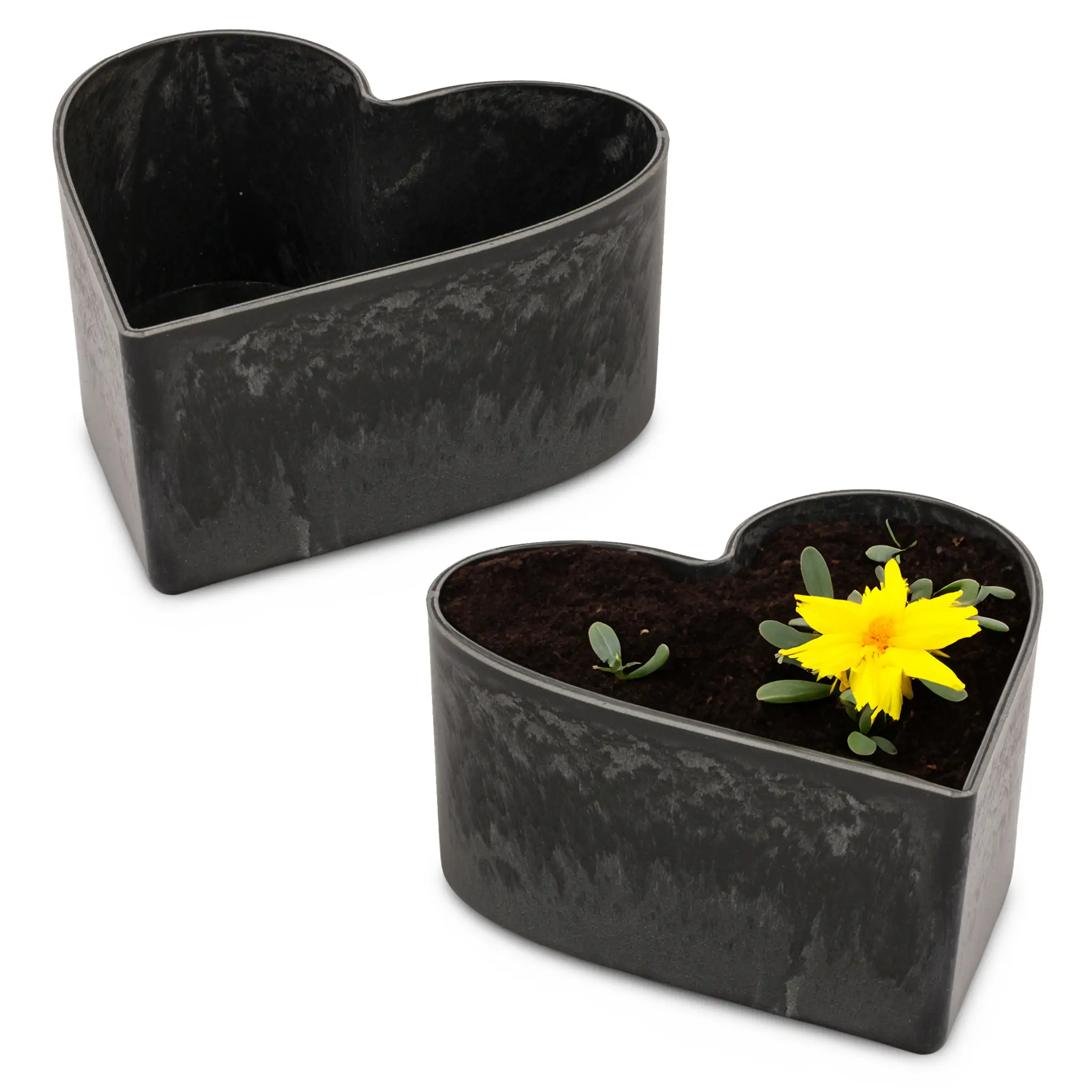 Pflanzschale Herz als Blumenschale Grabschmuck schwarz in 3 Größen – Bild 4