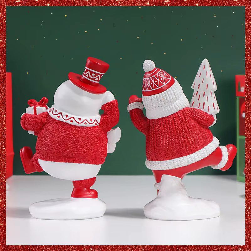 Weihnachtsbaum Deko-Set: Weihnachtsmann & Schneemann aus Harz – Festliche Hausdekoration für die Feiertage – Bild 6