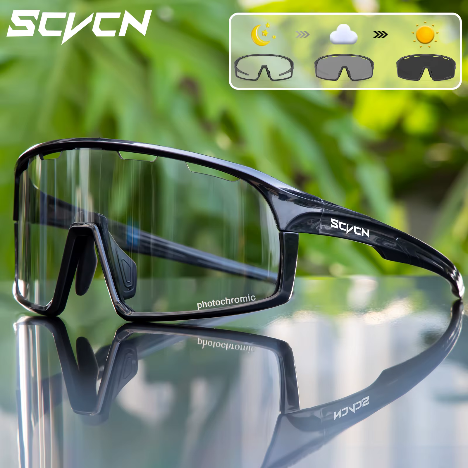 UV400 SCVCN Photochrome Radbrille – Hochwertige Sonnenbrille für Radfahren mit UV-Schutz