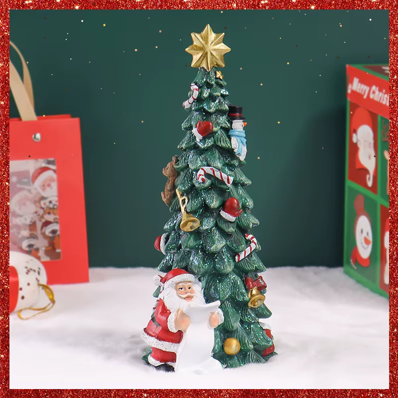 Weihnachtsbaum Deko-Set: Weihnachtsmann & Schneemann aus Harz – Festliche Hausdekoration für die Feiertage – Bild 2