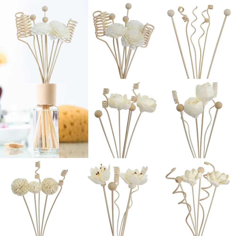6er/8er/9er Set Künstliche Blumen Rattan Schilf Aroma Diffusor Nachfüllpack – Duftende Raumbeduftung