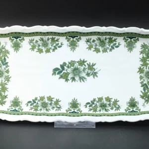 Seltmann Weiden Barock Hubertus Königskuchenplatte grün Porzellan 28 x 14,5 cm