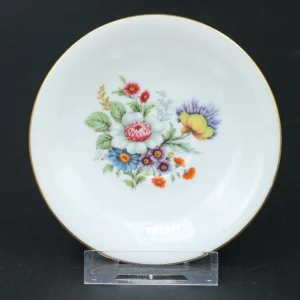 Seltmann Weiden Untertasse Tellerchen Blumenmotiv & Goldrand Porzellan Ø 11,5 cm