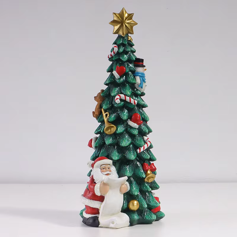 Weihnachtsbaum Deko-Set: Weihnachtsmann & Schneemann aus Harz – Festliche Hausdekoration für die Feiertage – Bild 3