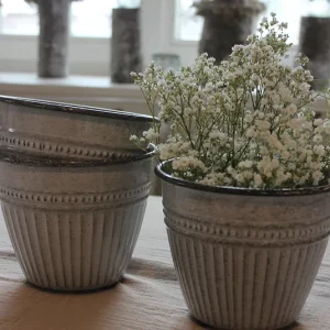 Outdoortopf Metall grau/weiß