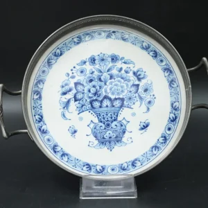Westraven anno 1661 Delfts Blau Serviertablett mit Zinnrand 521 Porzellan Ø 21