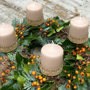 Kerzenhalterung Adventkranz gold matt