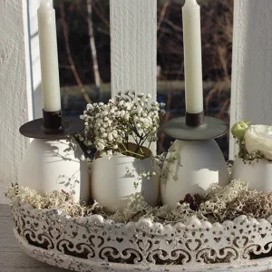 Tablett antique creme oval