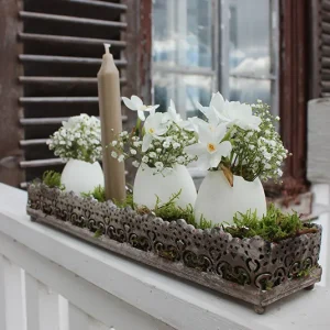 Set – Frühlingsteller antique braun lang inkl. Gänseeier