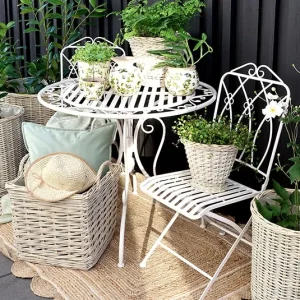 Bistrotisch Set m. 2 Stühlen und 1 Tisch weiß Landhaus