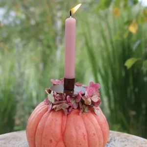 DIY Set – Kürbis Kerzenständer Rosaly inkl. Kerzenspieß und Kerze