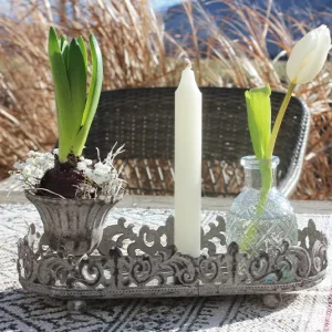 DIY Set – Teller Söt oval grau klein inkl. Vase, Topf Juna & Kerze